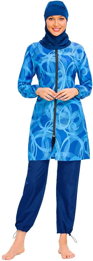 Women Modest Muslim Swimsuit Full Coverage Swimwear Islamic Hijab Ladies Beachwear Swimming Burkini Swim Suit