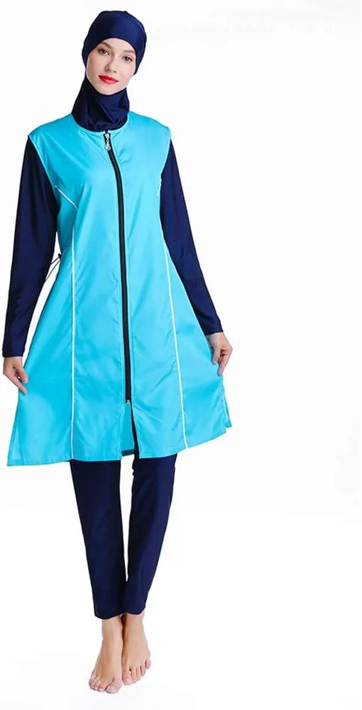 Women Modest Muslim Swimsuit Full Coverage Swimwear Islamic Hijab Ladies Beachwear Swimming Burkini Swim Suit