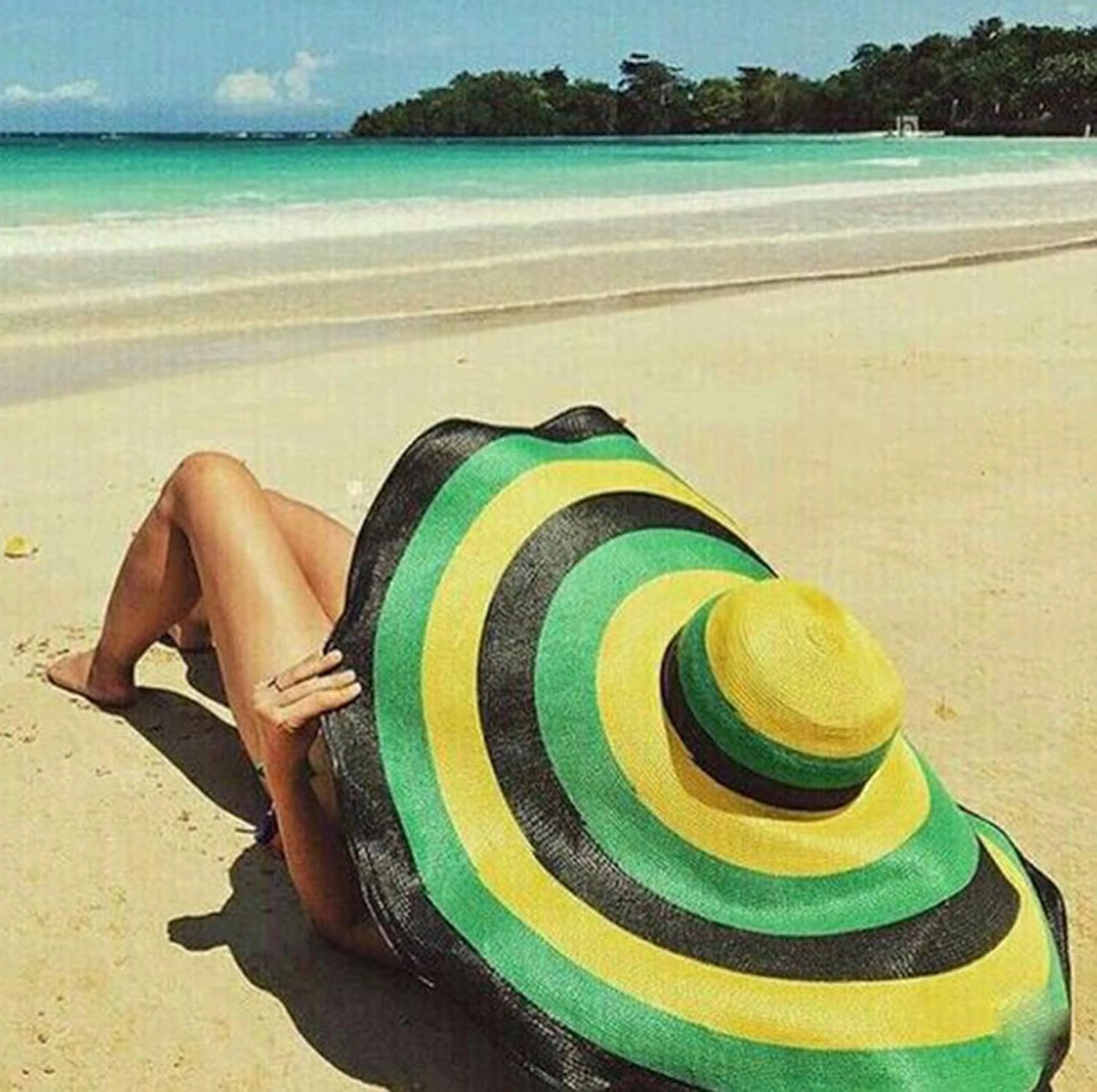 Women's Large Wide Brim Straw Hat Rainbow Striped Beach Cap UV Protection Roll Up Floppy Sun Hat Visor Hats