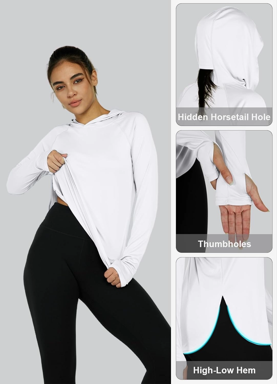 Women's Sun Protection Shirt UPF 50  Long Sleeve Hoodie UV SPF T-Shirts Rash Guard Hiking Quick Dry Lightweight