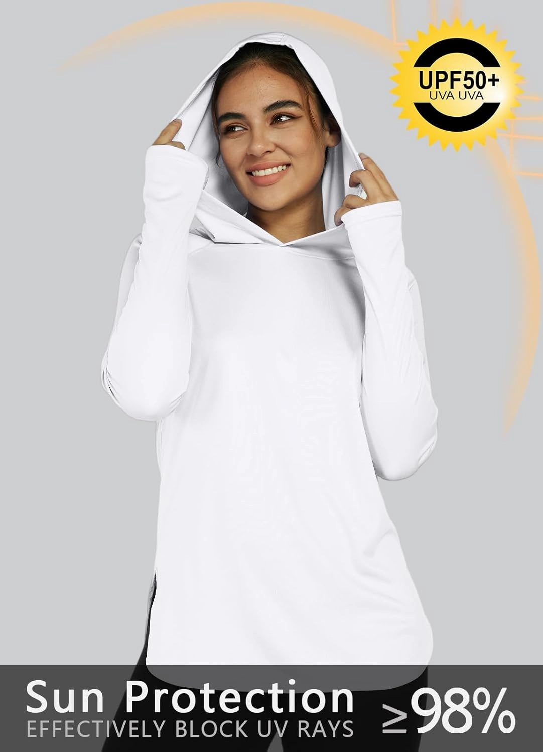 Women's Sun Protection Shirt UPF 50  Long Sleeve Hoodie UV SPF T-Shirts Rash Guard Hiking Quick Dry Lightweight