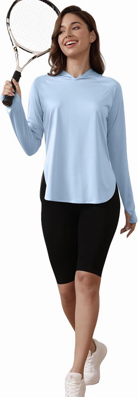 Women's Sun Shirts UPF 50  Protection Hoodie Shirts Rash Guard Long Sleeve Sun SPF Fishing Shirt UV for Outdoor Beach