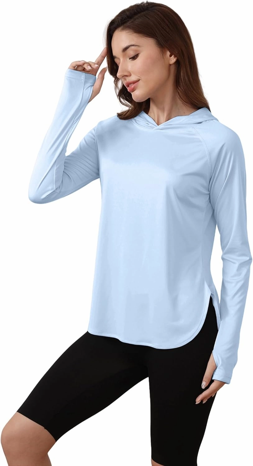 Women's Sun Shirts UPF 50  Protection Hoodie Shirts Rash Guard Long Sleeve Sun SPF Fishing Shirt UV for Outdoor Beach