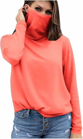 Women's UPF 50  Sun Protection Shirt with Face Mask Breathable Long Sleeve Sunshirt Summer Outdoor Rash Guard Tops