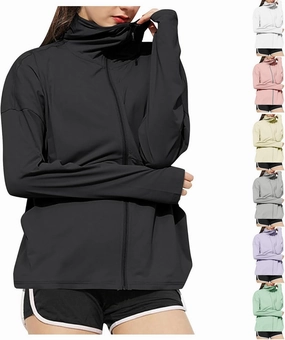 Women's UPF 50  Sun Protection Shirts Full Zip Athletic Long Sleeve Running Jackets Lightweight Tops with Pockets