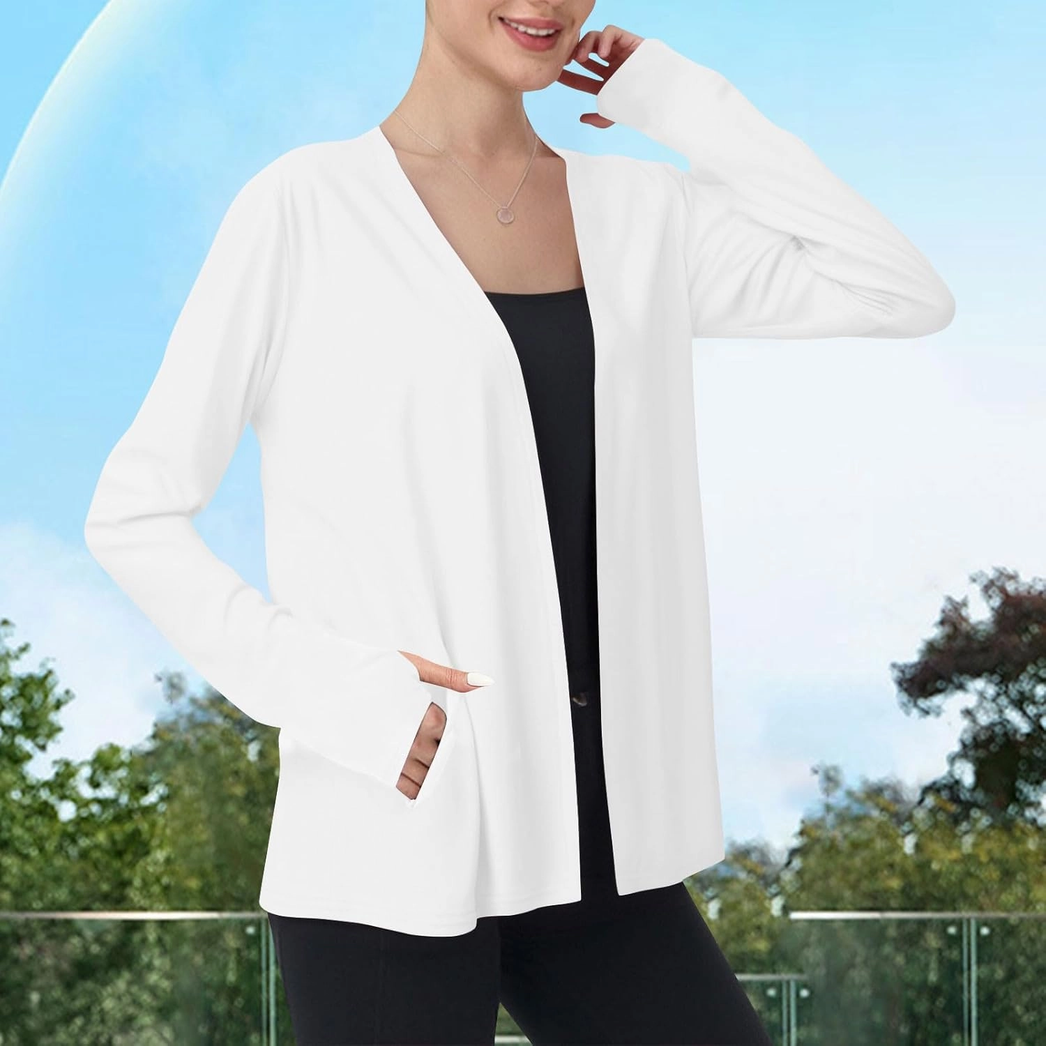 Women's UPF 50  Sun Protection Shirts Hiking Running Athletic Lightweight Jacket Long Sleeve Thumb Holes Cardigan