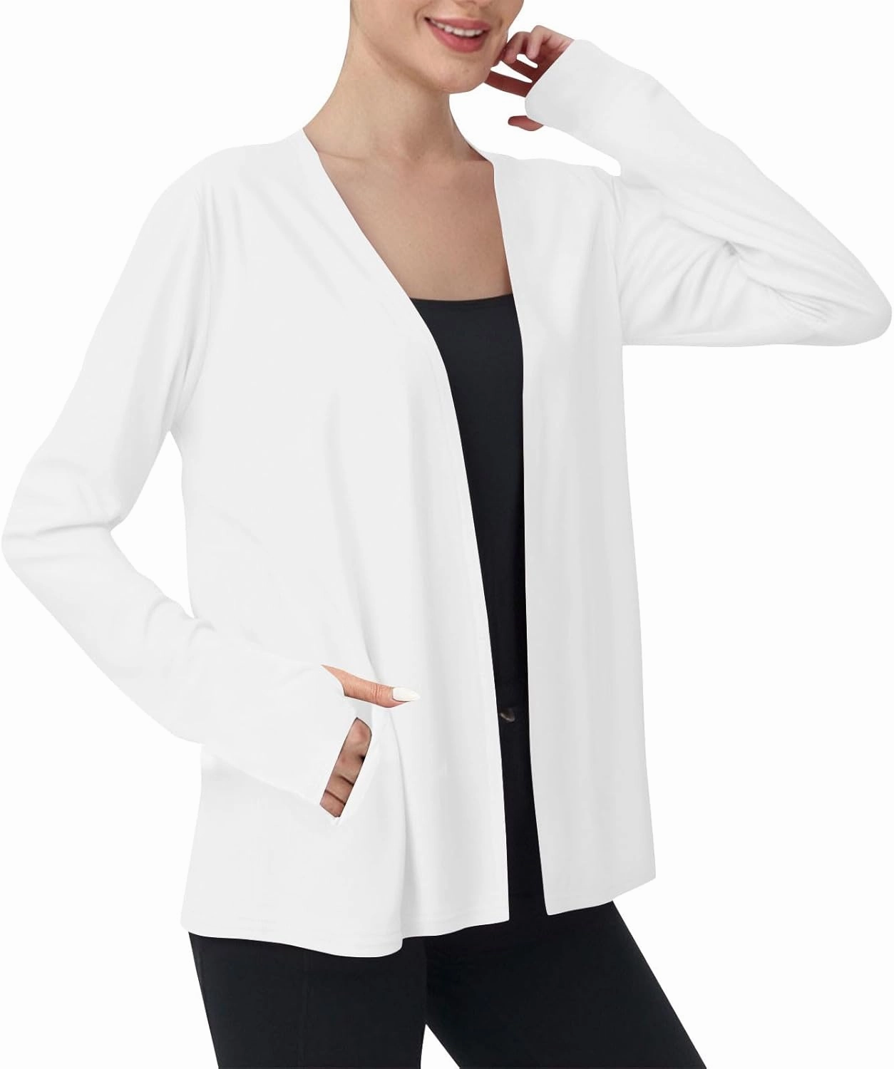 Women's UPF 50  Sun Protection Shirts Hiking Running Athletic Lightweight Jacket Long Sleeve Thumb Holes Cardigan