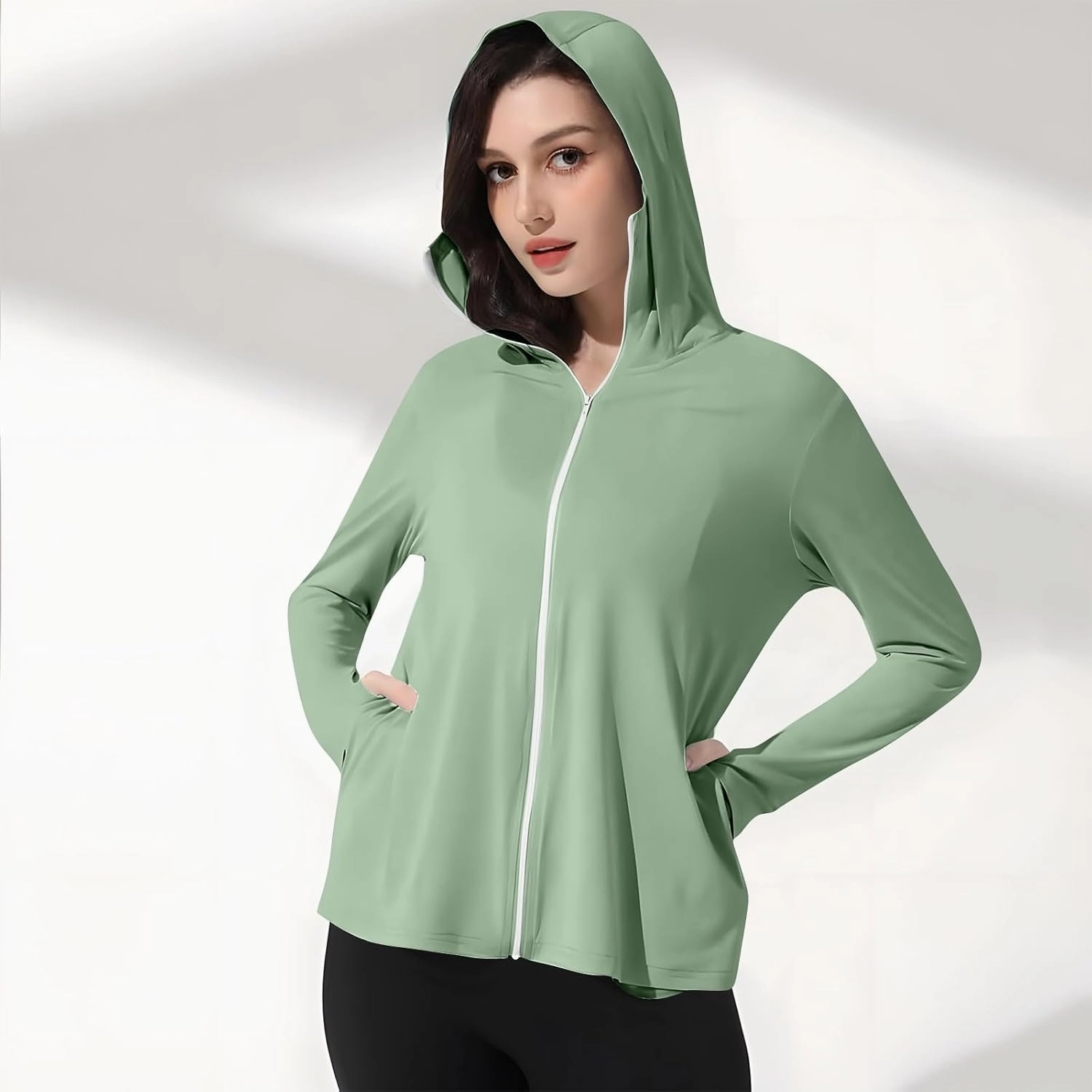 Women's UPF 50  Sun Shirts Trendy 2025 Lightweight SPF Jacket UV Protection Long Sleeve Full Zip Thumb Holes Clothing