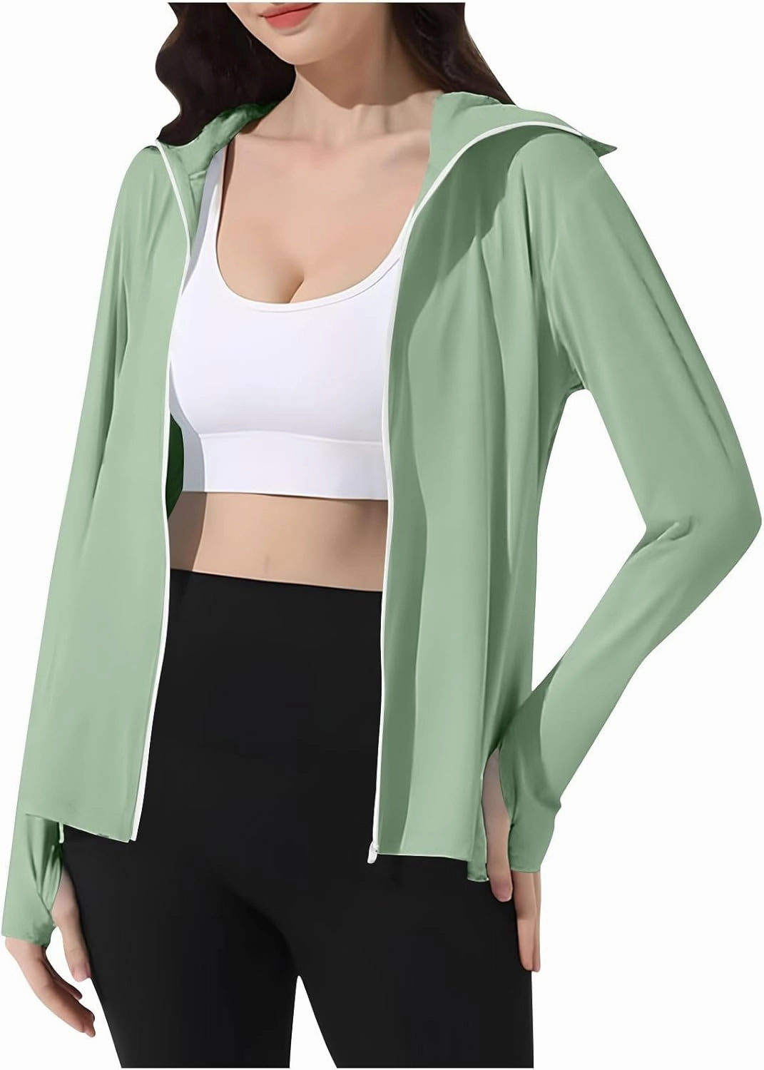 Women's UPF 50  Sun Shirts Trendy 2025 Lightweight SPF Jacket UV Protection Long Sleeve Full Zip Thumb Holes Clothing
