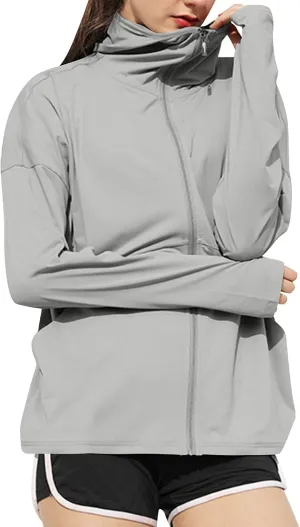 Women's UPF 50  Sun Protection Shirts Full Zip Athletic Long Sleeve Running Jackets Lightweight Tops with Pockets