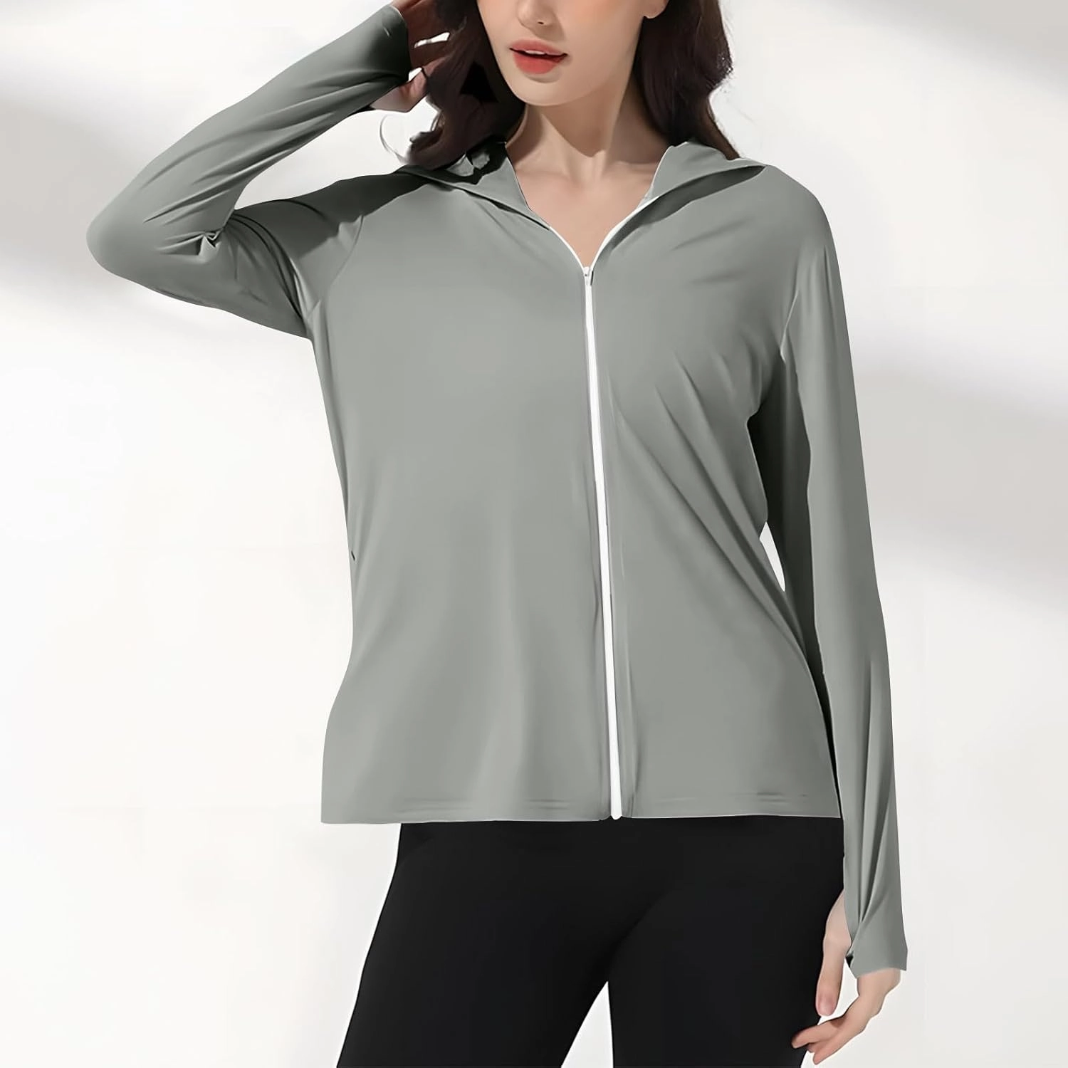 Womens UPF 50  Sun Protection Jackets with Mask UV Hoodie Lightweight Athletic Cycling Outfits Long Sleeve Hiking Shirt