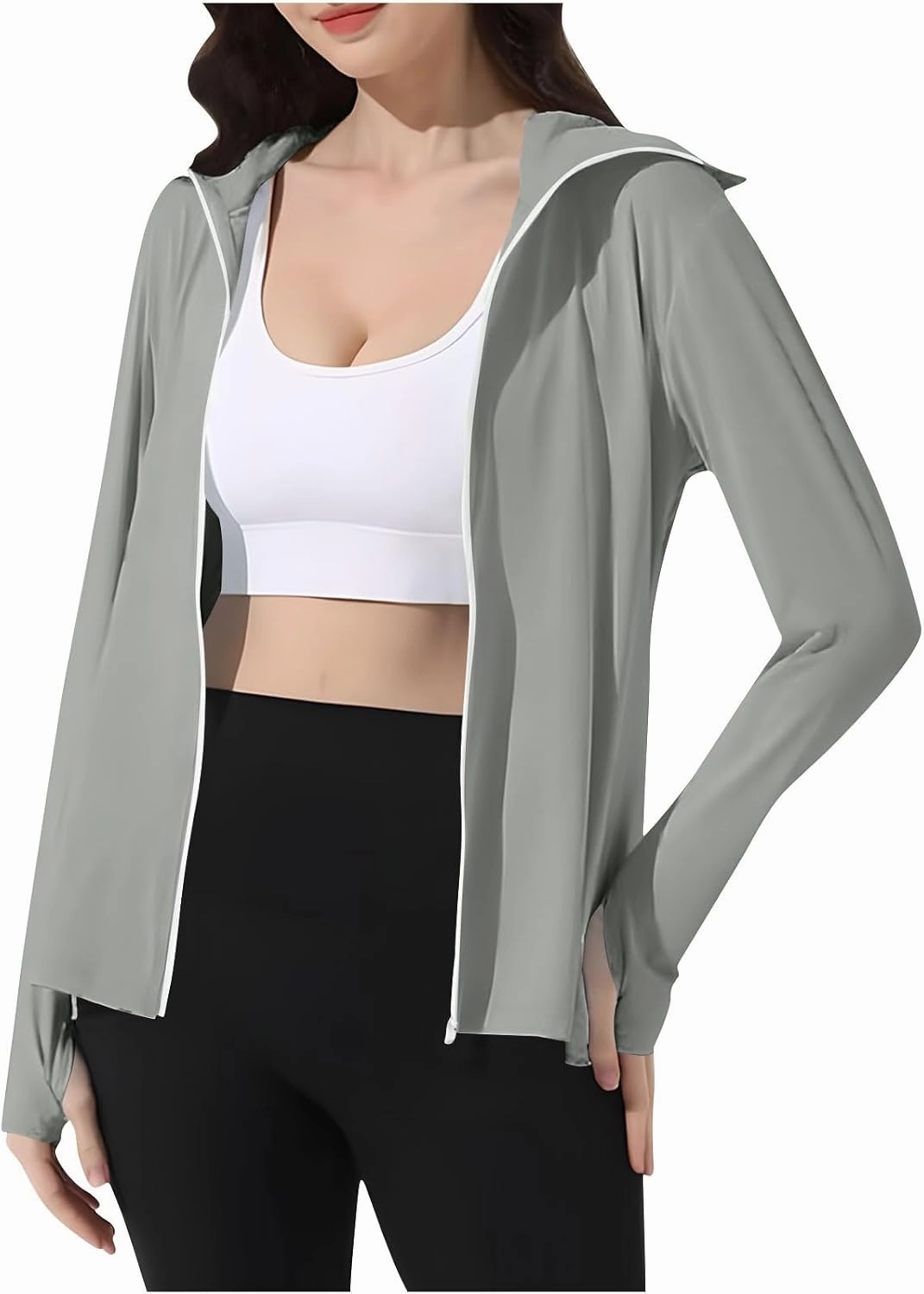 Womens UPF 50  Sun Protection Jackets with Mask UV Hoodie Lightweight Athletic Cycling Outfits Long Sleeve Hiking Shirt