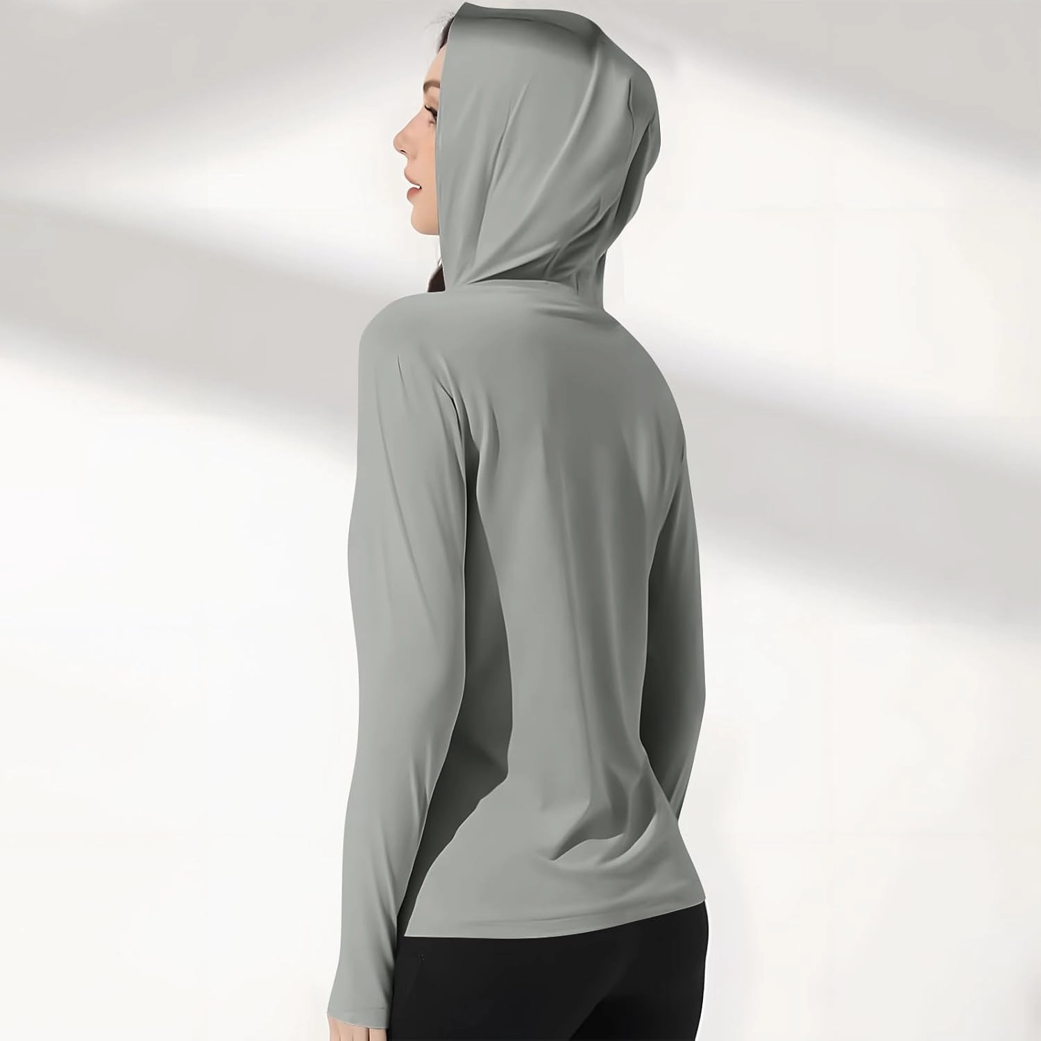 Womens UV Protrction Shirts UPF 50  with Mask Long Sleeve Rash Guard Outfit Running Outdoor Swimming Quick Dry Hoodie
