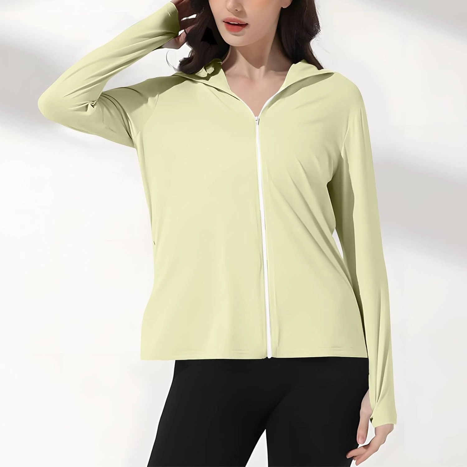 Womens UV Protrction Shirts UPF 50  with Mask Long Sleeve Rash Guard Outfit Running Outdoor Swimming Quick Dry Hoodie