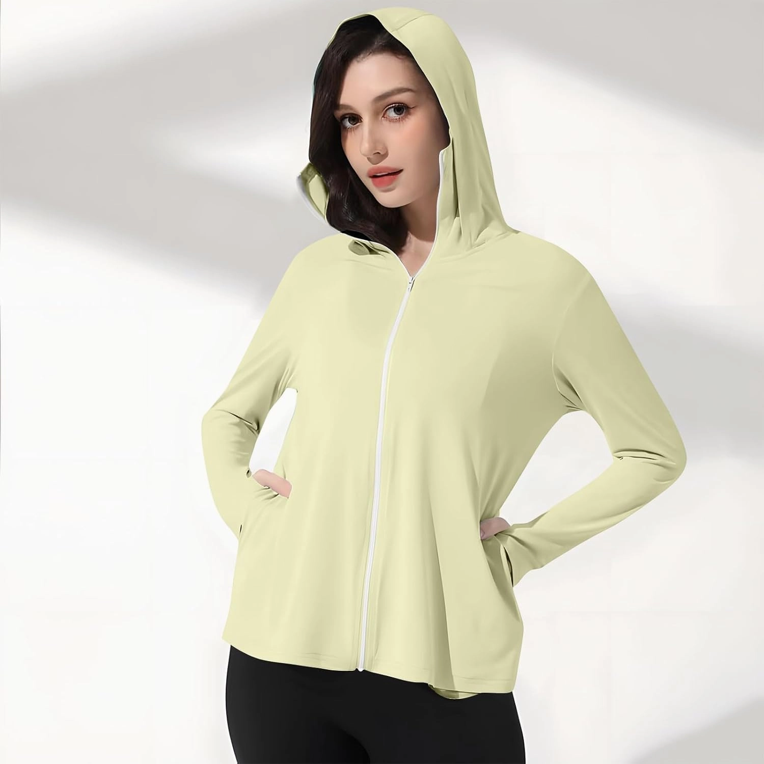 Womens UV Protrction Shirts UPF 50  with Mask Long Sleeve Rash Guard Outfit Running Outdoor Swimming Quick Dry Hoodie