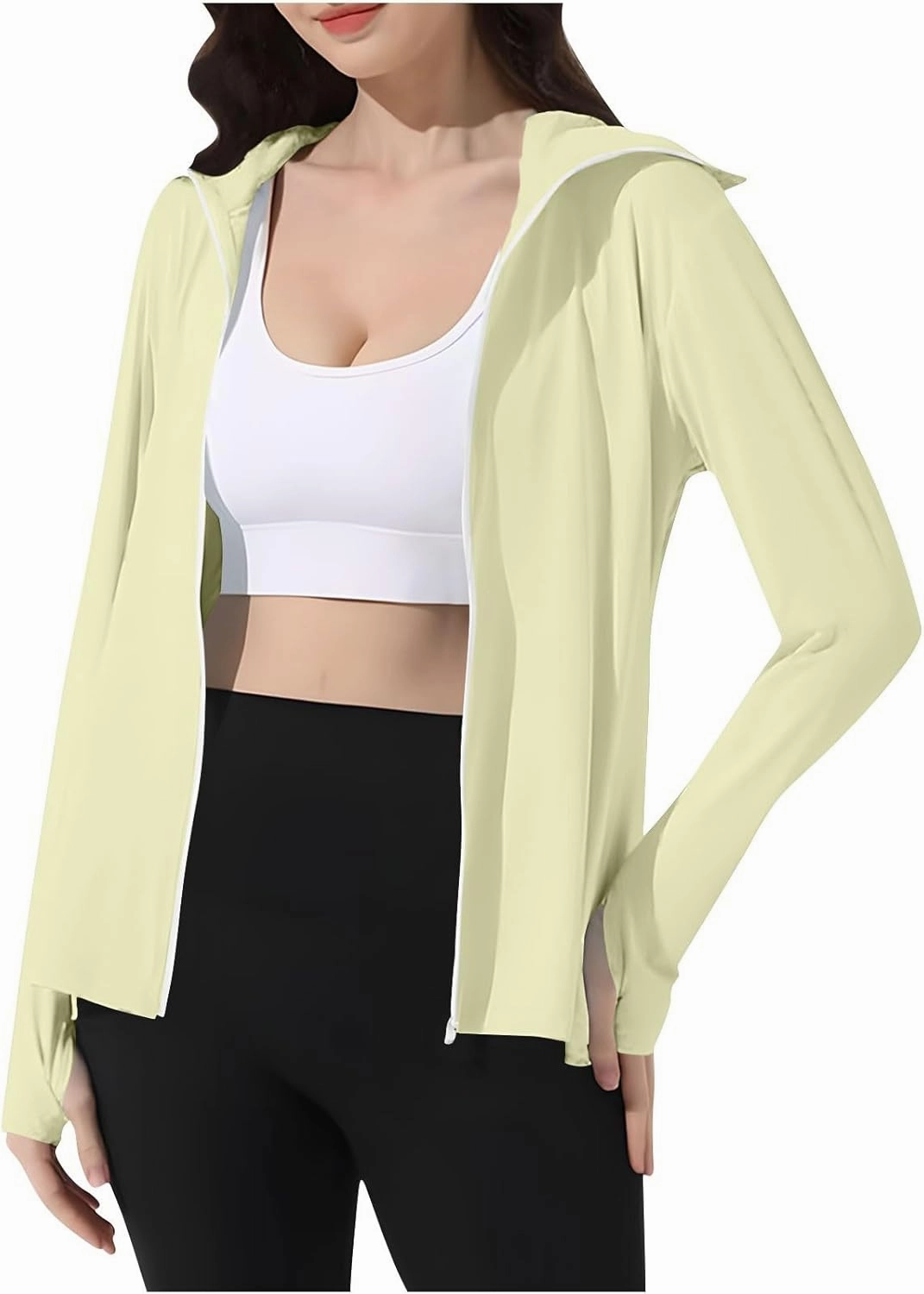 Womens UV Protrction Shirts UPF 50  with Mask Long Sleeve Rash Guard Outfit Running Outdoor Swimming Quick Dry Hoodie