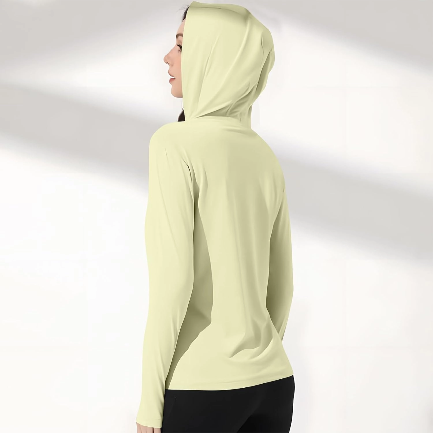 Womens UV Protrction Shirts UPF 50  with Mask Long Sleeve Rash Guard Outfit Running Outdoor Swimming Quick Dry Hoodie