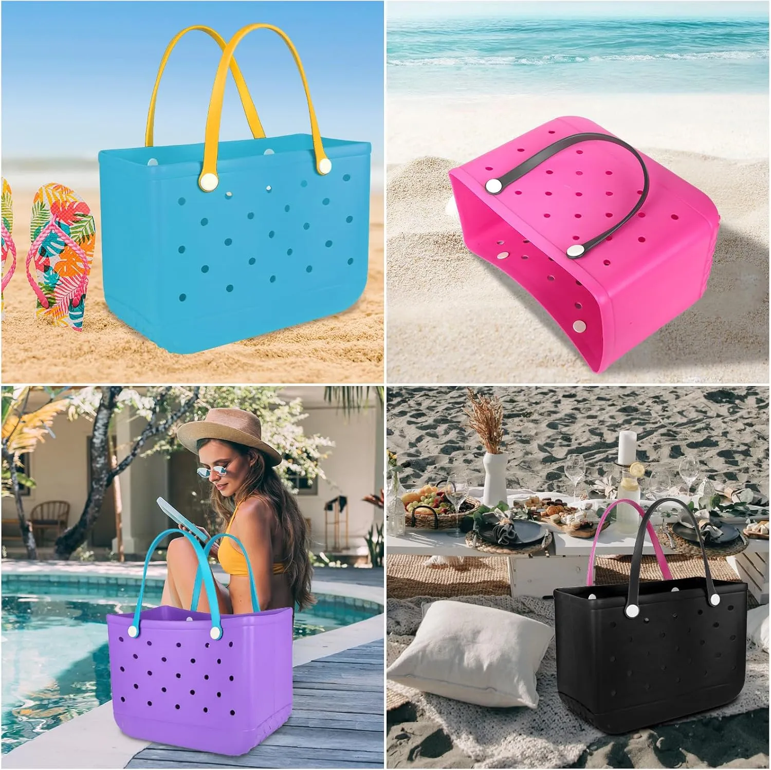 X-Large Rubber Beach Bag for Men & Women, Large Capacity Travel Bag Tote Bag for the Beach Boat Pool