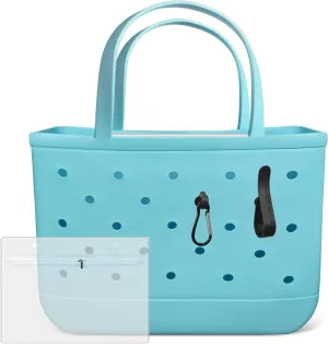 XL Beach Bag Rubber Tote Bag - Waterproof Travel Bag for Women Washable Tote Bag Handbag (Breakfast At Tiffany'S)