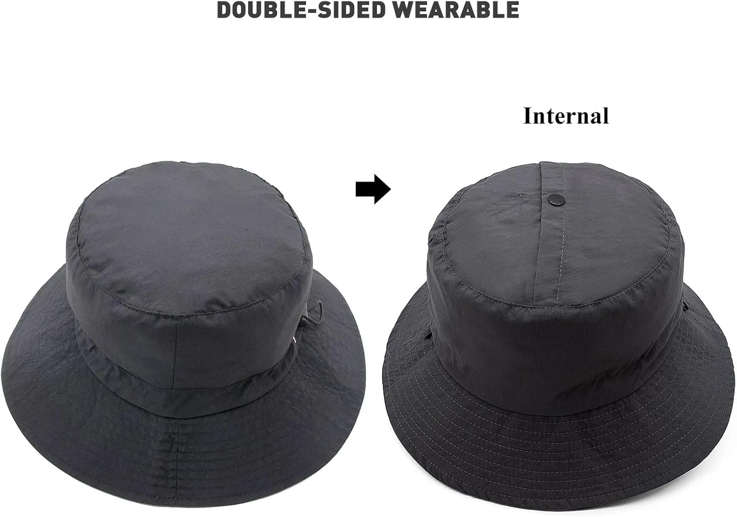 YAMEIZE Waterproof Bucket Hat with String - Packable Safari Hat Women Men UV Protection Summer Fishing Hat Beach Walking
