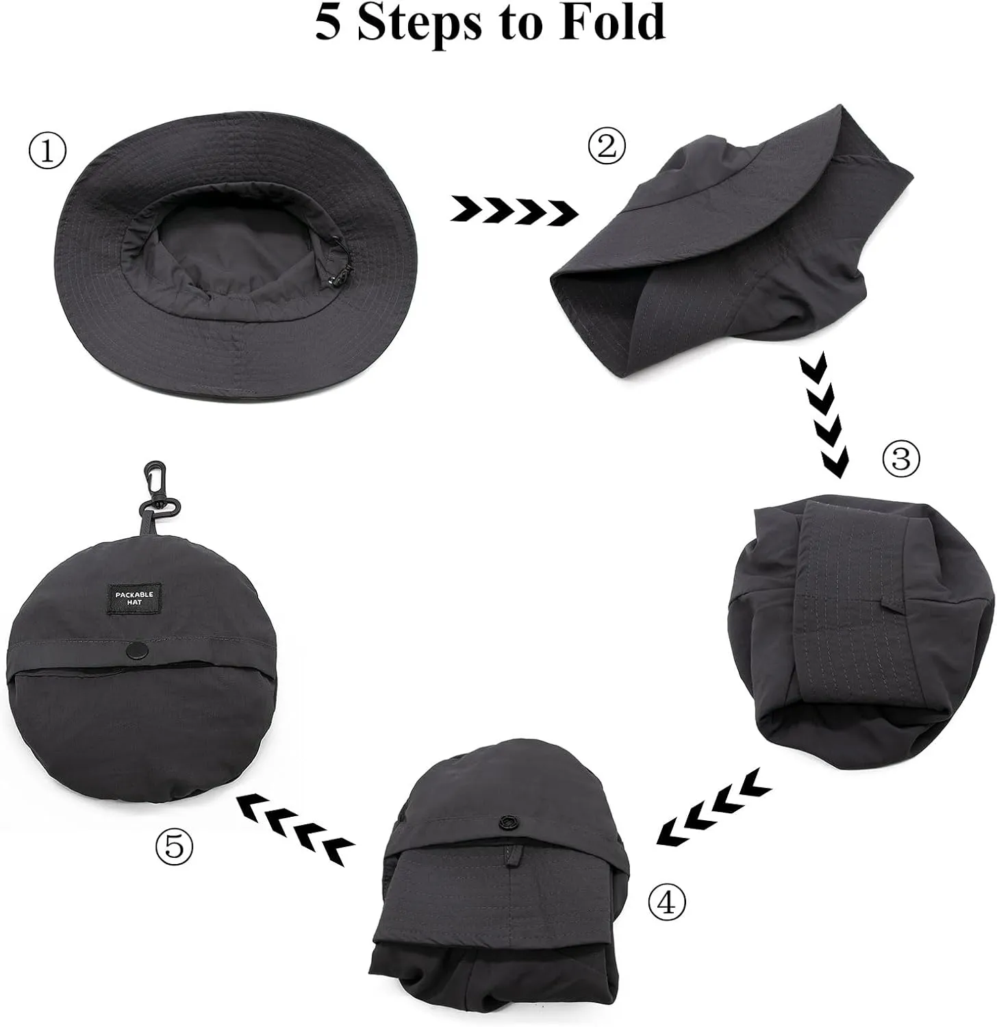 YAMEIZE Waterproof Bucket Hat with String - Packable Safari Hat Women Men UV Protection Summer Fishing Hat Beach Walking