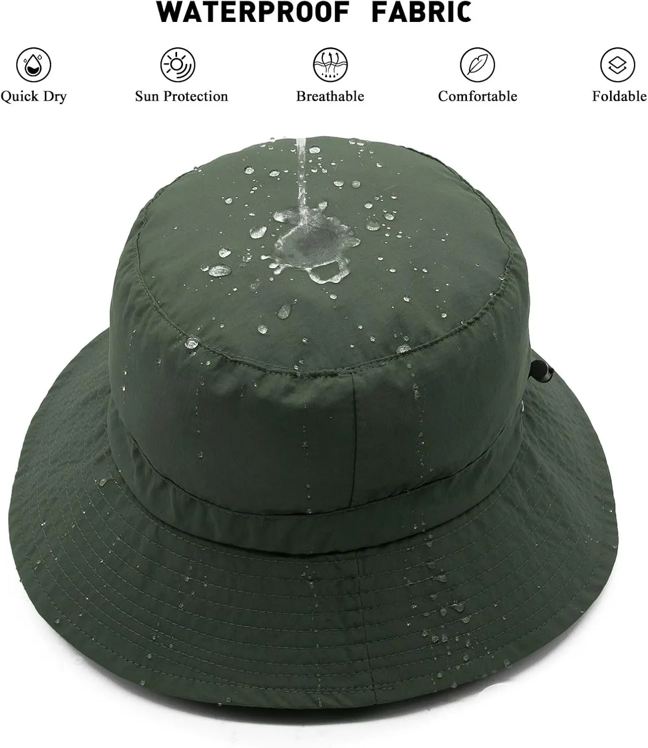 YAMEIZE Waterproof Bucket Hat with String - Packable Safari Hat Women Men UV Protection Summer Fishing Hat Beach Walking