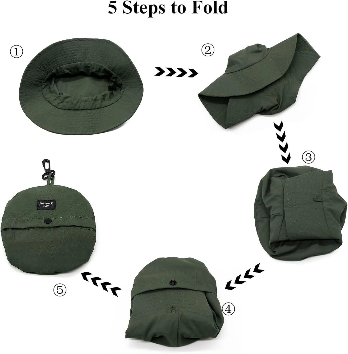 YAMEIZE Waterproof Bucket Hat with String - Packable Safari Hat Women Men UV Protection Summer Fishing Hat Beach Walking