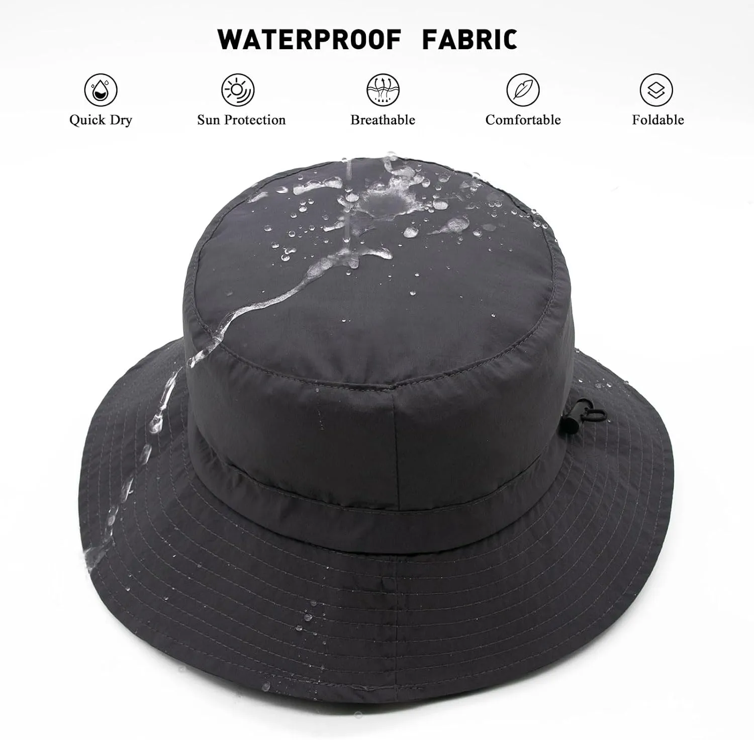YAMEIZE Waterproof Bucket Hat with String - Packable Safari Hat Women Men UV Protection Summer Fishing Hat Beach Walking