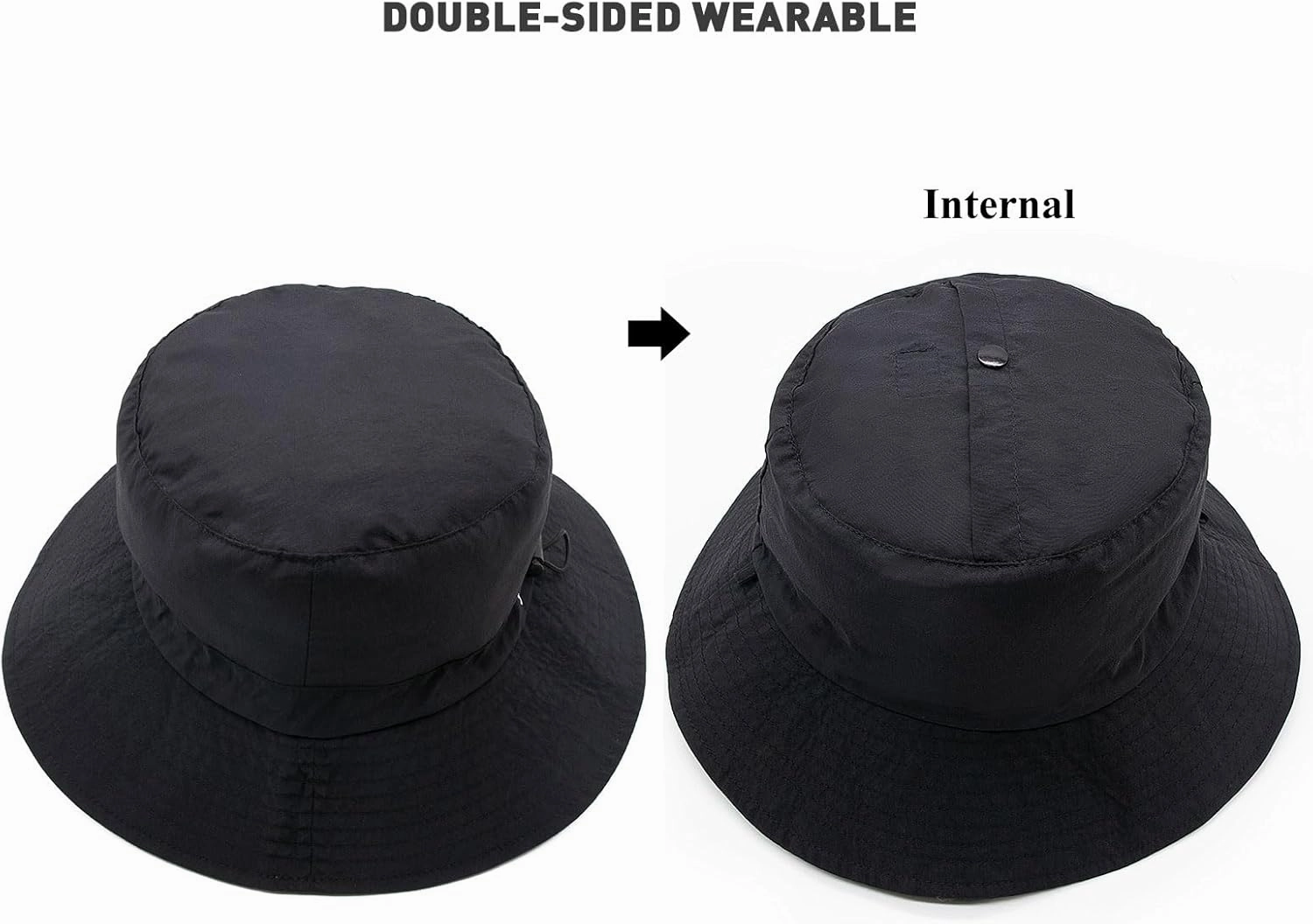 YAMEIZE Waterproof Bucket Hat with String - Packable Safari Hat Women Men UV Protection Summer Fishing Hat Beach Walking