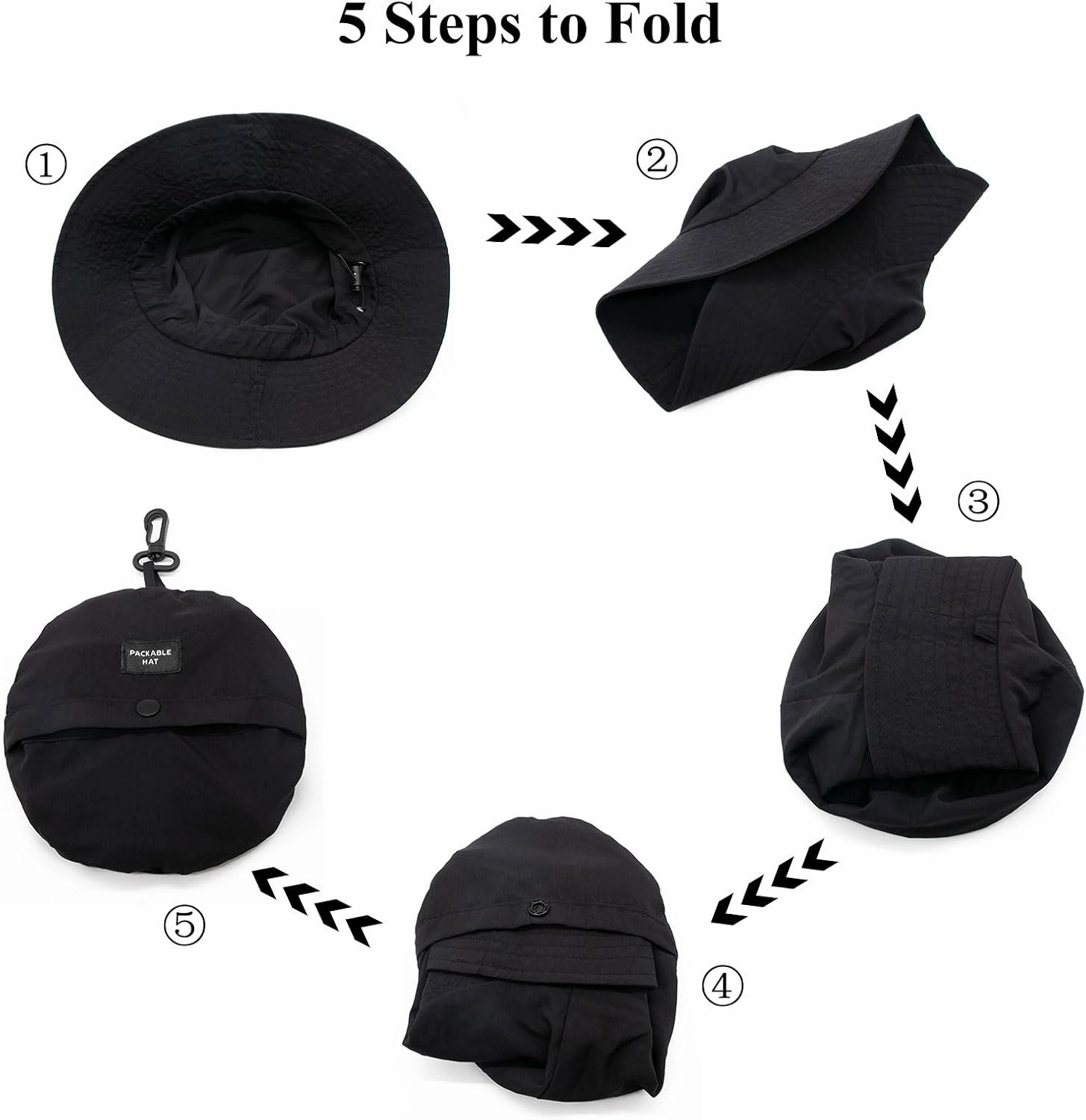 YAMEIZE Waterproof Bucket Hat with String - Packable Safari Hat Women Men UV Protection Summer Fishing Hat Beach Walking