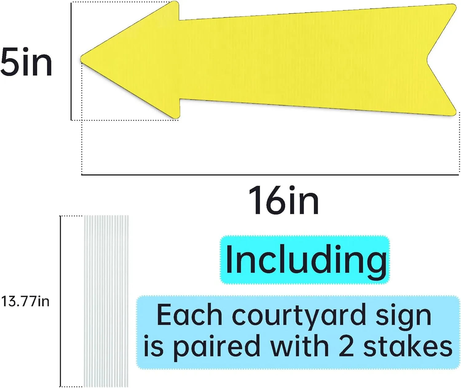 Yellow Arrow Signs with Stakes 16 x 5 Inches,This Way Directional Arrow Yard Signs,Christmas Party,Wedding Yard Signs, Birthday Party Signs (20)