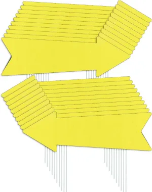 Yellow Arrow Signs with Stakes 16 x 5 Inches,This Way Directional Arrow Yard Signs,Christmas Party,Wedding Yard Signs, Birthday Party Signs (20)