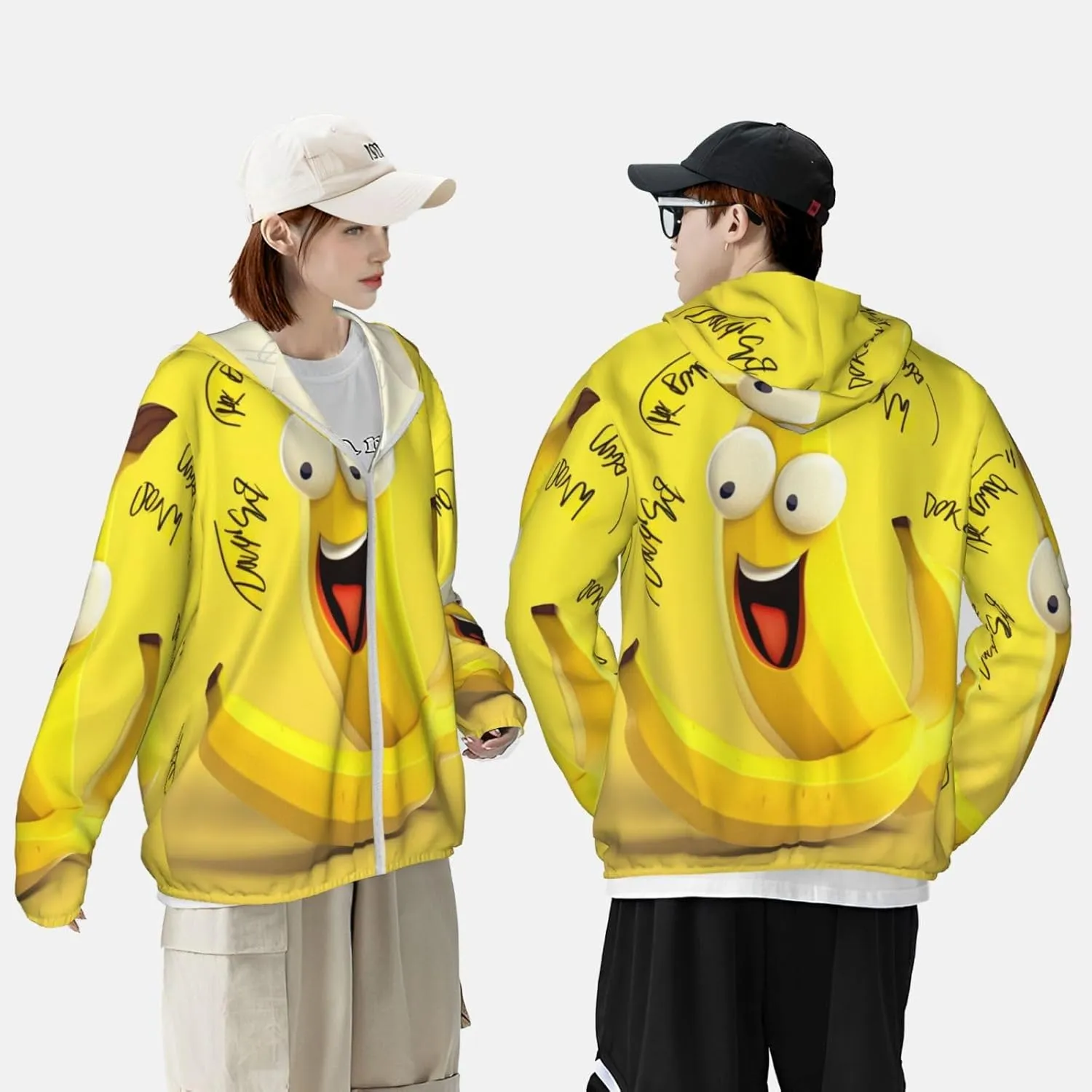 Yellow Banana Unisex Sun Protection Hoodie UPF 50  Long Sleeve Sun Shirt Lightweight Hoodie Jacket for Fishing Hiking Outdoor