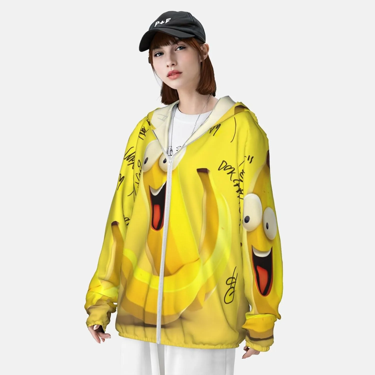 Yellow Banana Unisex Sun Protection Hoodie UPF 50  Long Sleeve Sun Shirt Lightweight Hoodie Jacket for Fishing Hiking Outdoor
