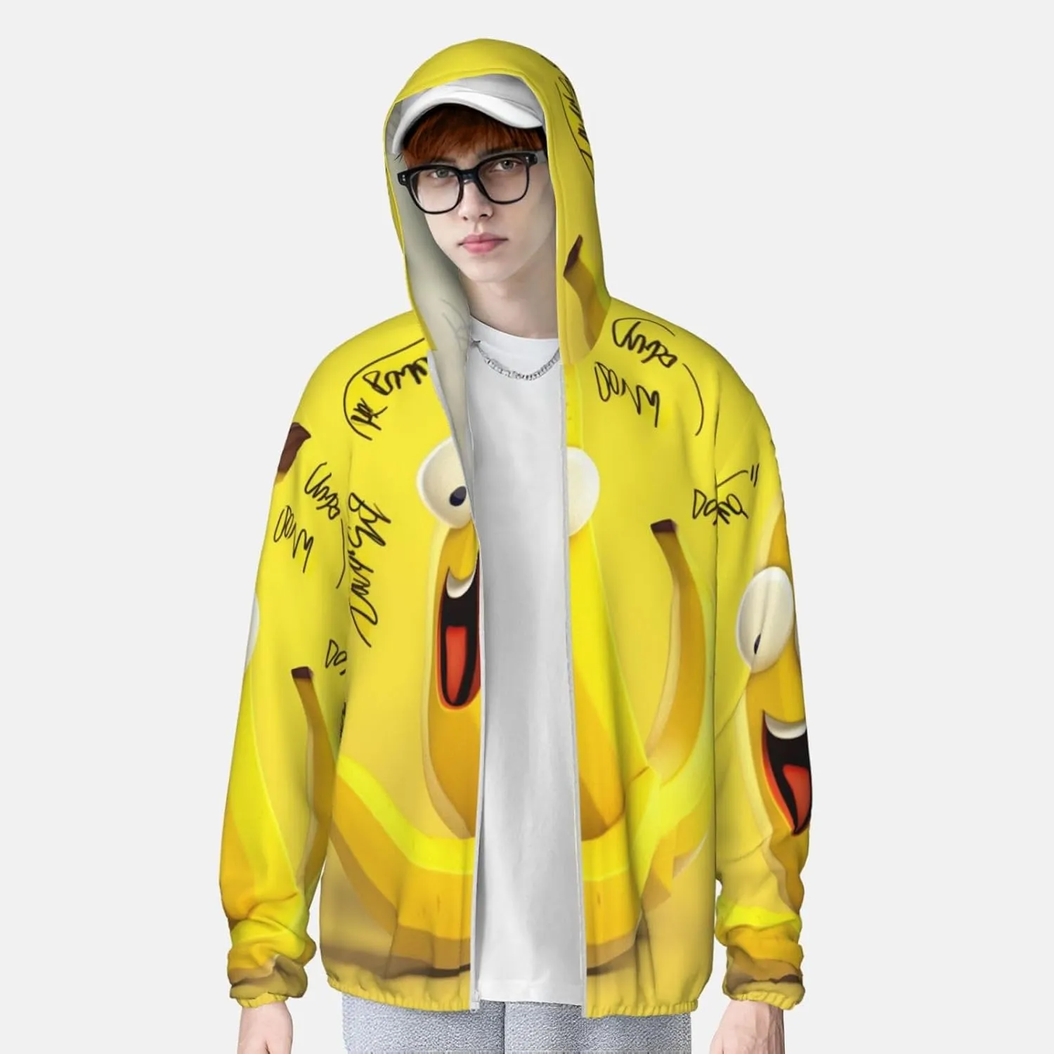 Yellow Banana Unisex Sun Protection Hoodie UPF 50  Long Sleeve Sun Shirt Lightweight Hoodie Jacket for Fishing Hiking Outdoor