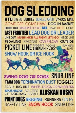Youpinnong Dog Sledding Metal Sign Vintage Club Decor Plaque Snow Hook Or Ice Hook Posters Home Lovers Room Education Wall Decor 16x24 Inches