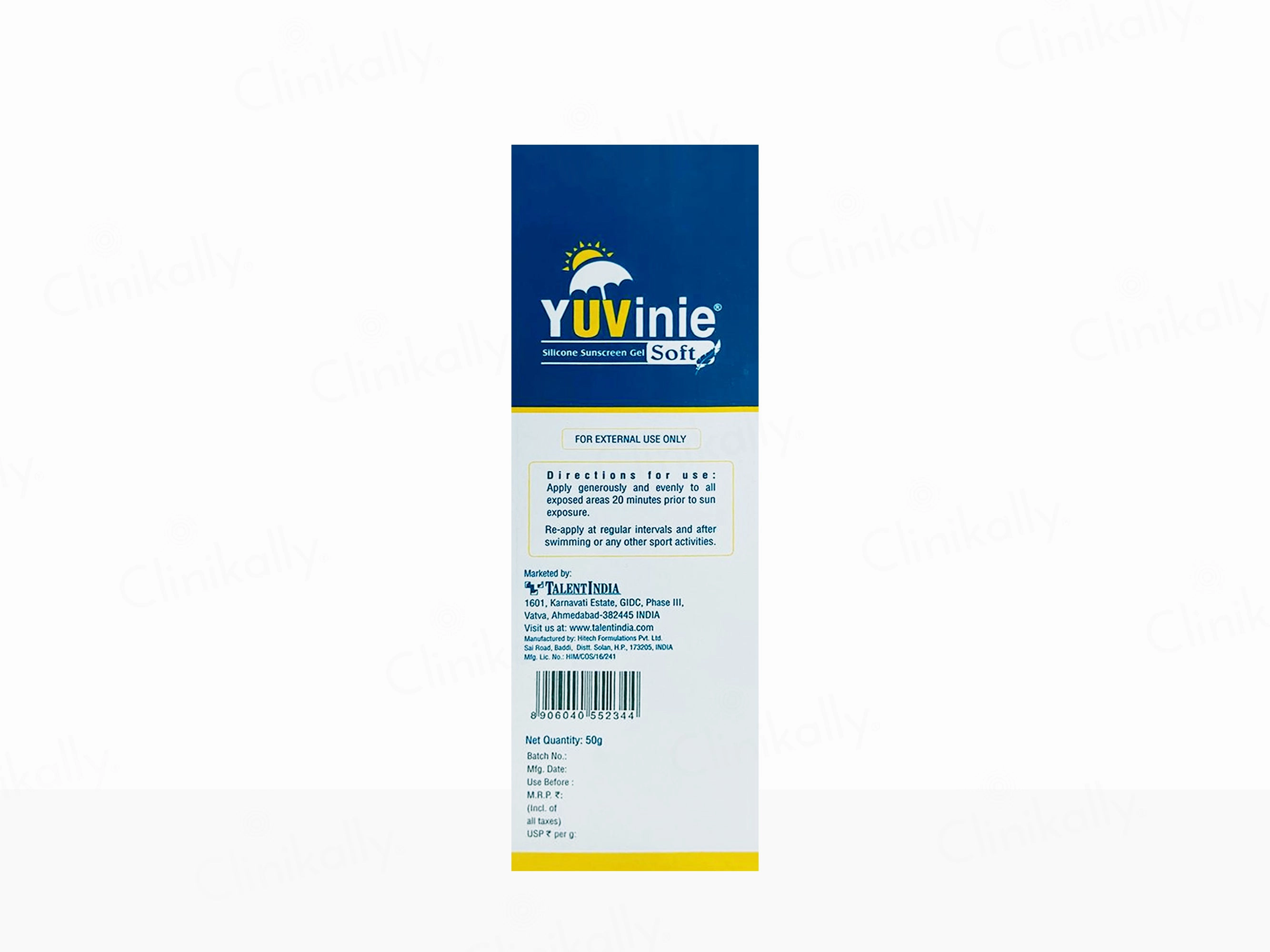 Yuvinie Soft Silicone Sunscreen Gel SPF 50 