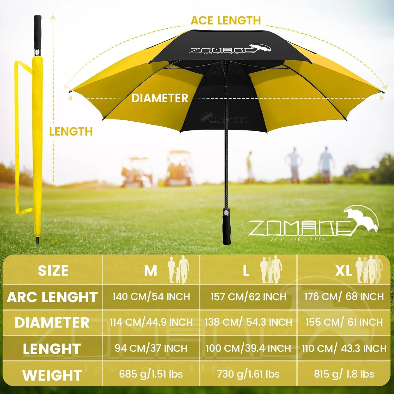 ZOMAKE 62/68 Inch Golf Umbrella Extra Large Oversized Umbrella Windproof Automatic Open with Double Canopy Vented for Rain