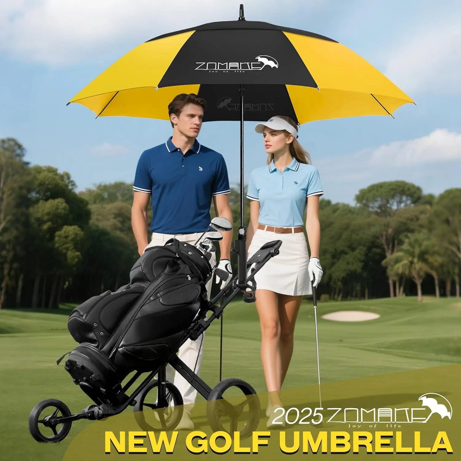 ZOMAKE 62/68 Inch Golf Umbrella Extra Large Oversized Umbrella Windproof Automatic Open with Double Canopy Vented for Rain