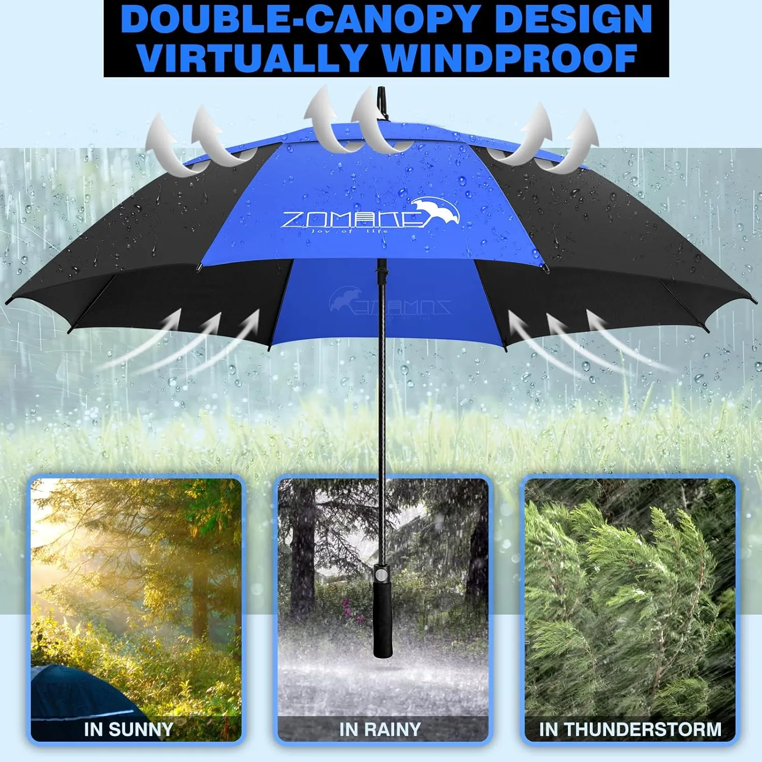 ZOMAKE 62/68 Inch Golf Umbrella Large Oversized Golf Stick Umbrella Windproof Automatic Open with Double Canopy Vented Waterproof for Rain
