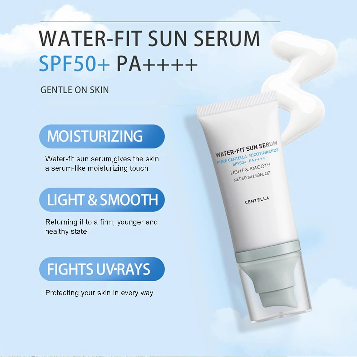 𝐶𝑒𝑛𝑡𝑒𝑙𝑙á Sunscreen SPF 50, Face Sun Screen Long-Lasting, Cen-tella Madagascar Sunscreen, Korean Skincare (Blue 2)